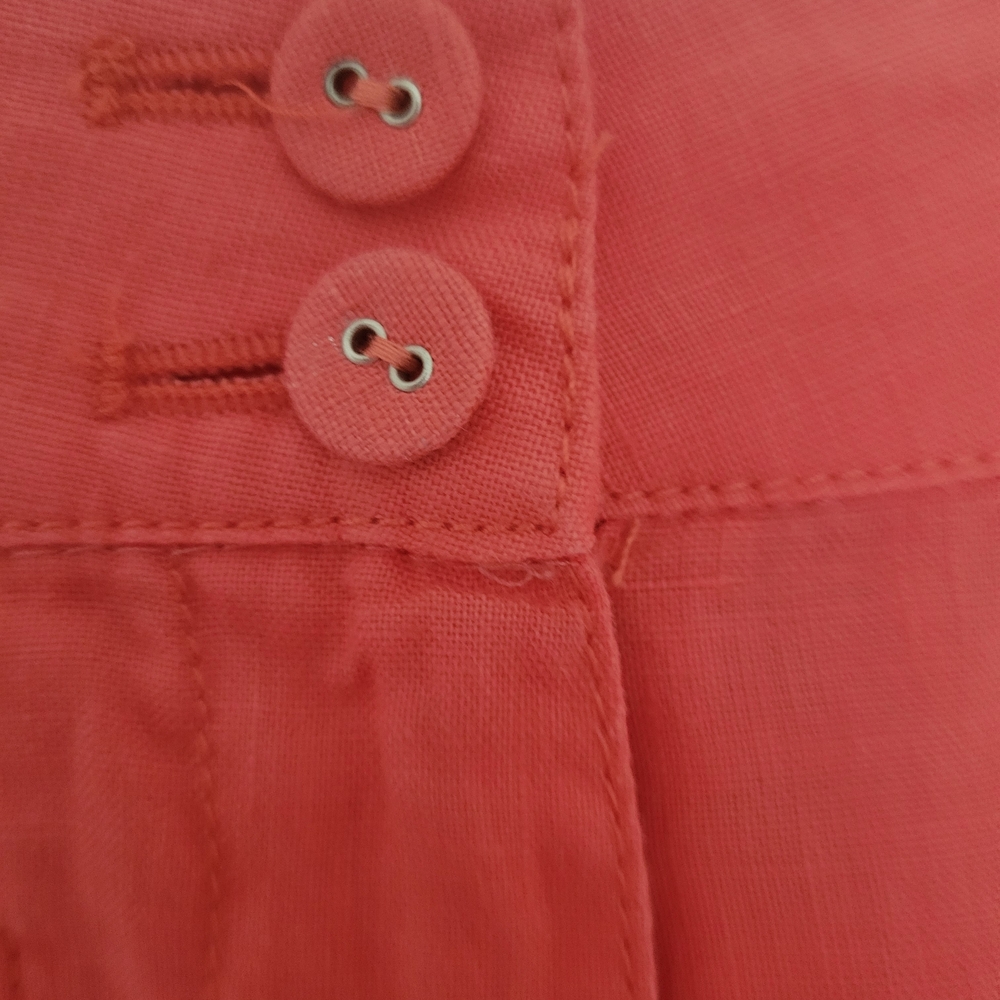 Vantarsi 100% Linen Women's Beachy Resort Wear Bohemian Summer Coral Shorts Sz M - Picture 3 of 9